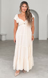Odessey Tie Up Back Maxi Dress - Cream Texture
