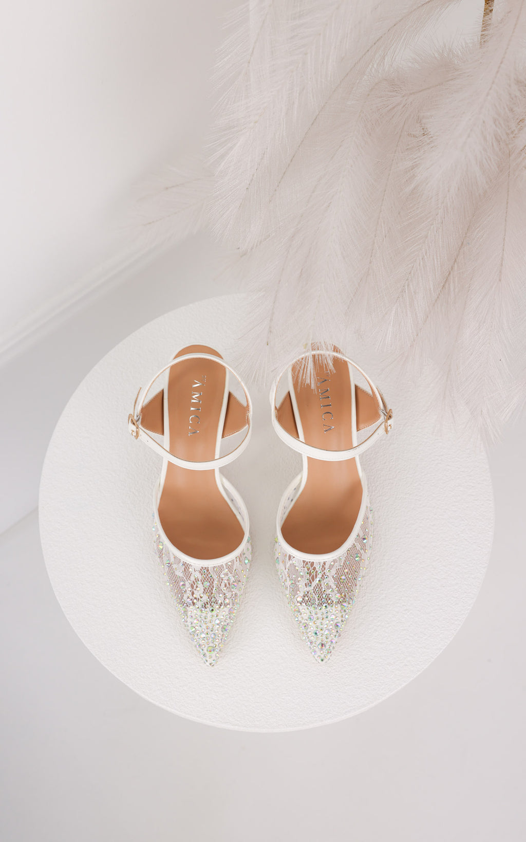 Matilda Heels - White Iridescent Rhinestone