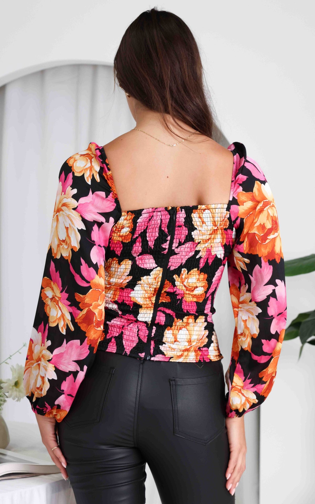 Miley Top - Black Floral