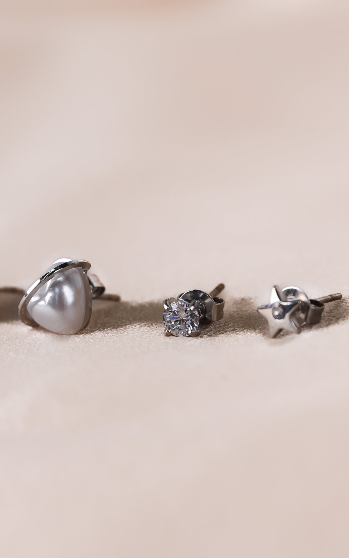 Milkyway Stud Earring Set - Silver Pearl Cosmic
