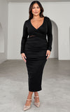 Mimi Long Sleeve Midi Dress - Black