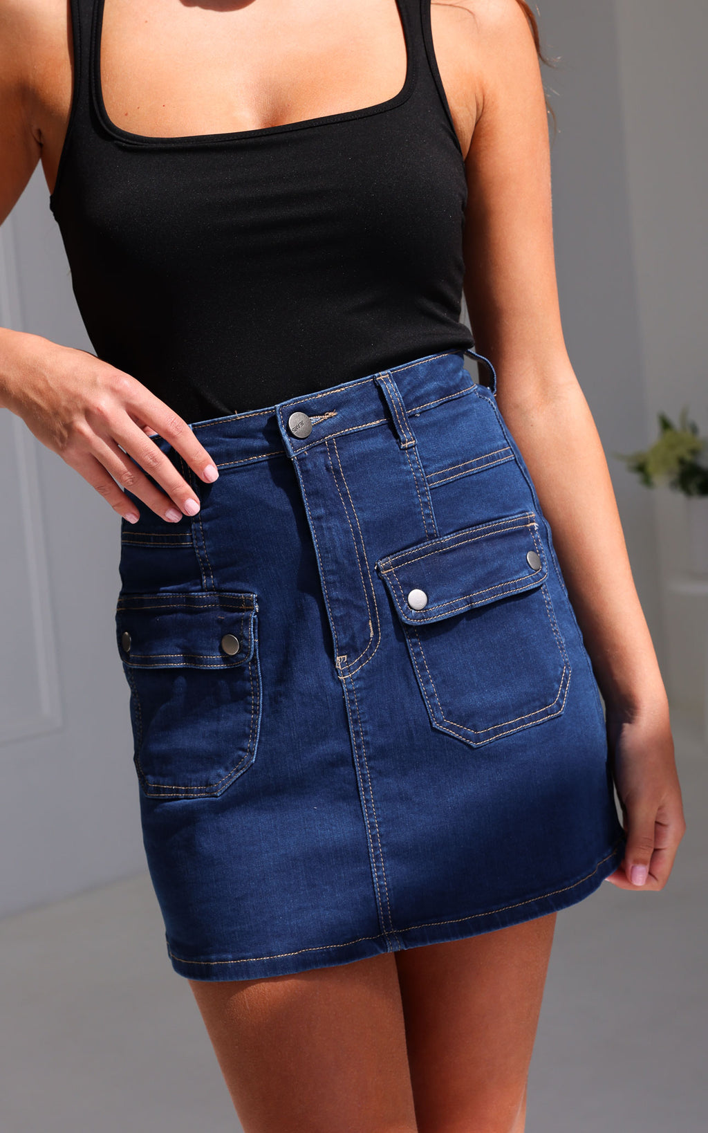 Belmore Denim Mini Skirt - Dark Blue