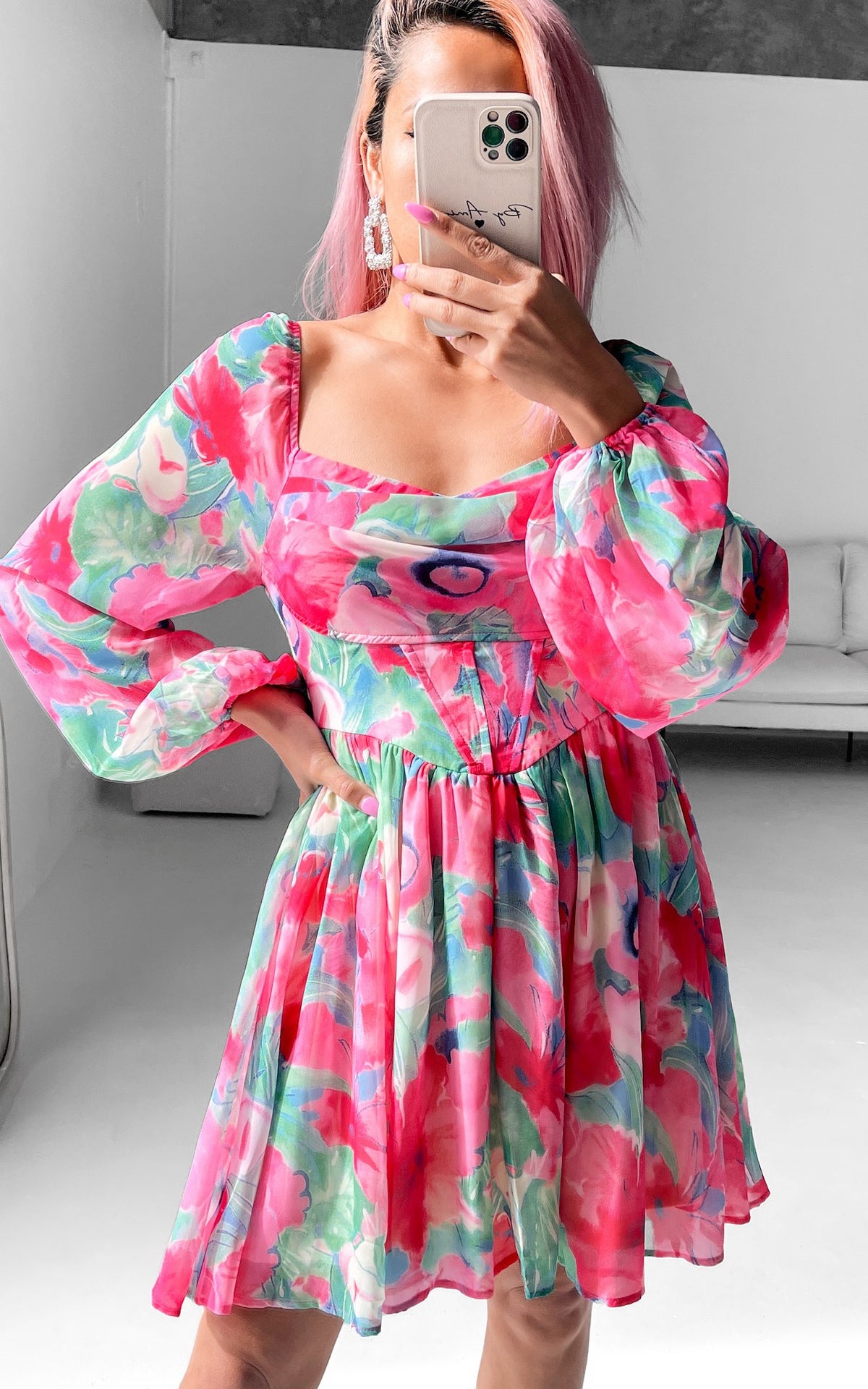Mirahi Mini Dress - Pink Multi Floral