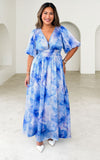 Monique Puff Sleeve Maxi Dress - Blue Floral
