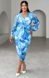 Montell Midi Dress - Blue Floral Mesh