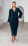 Montell Midi Dress - Black Blue Metallic