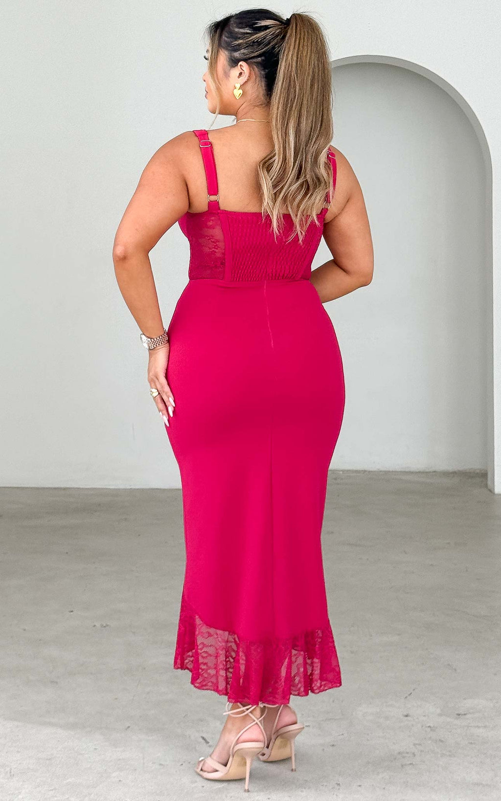 Moulin Midi Dress - Deep Hot Pink
