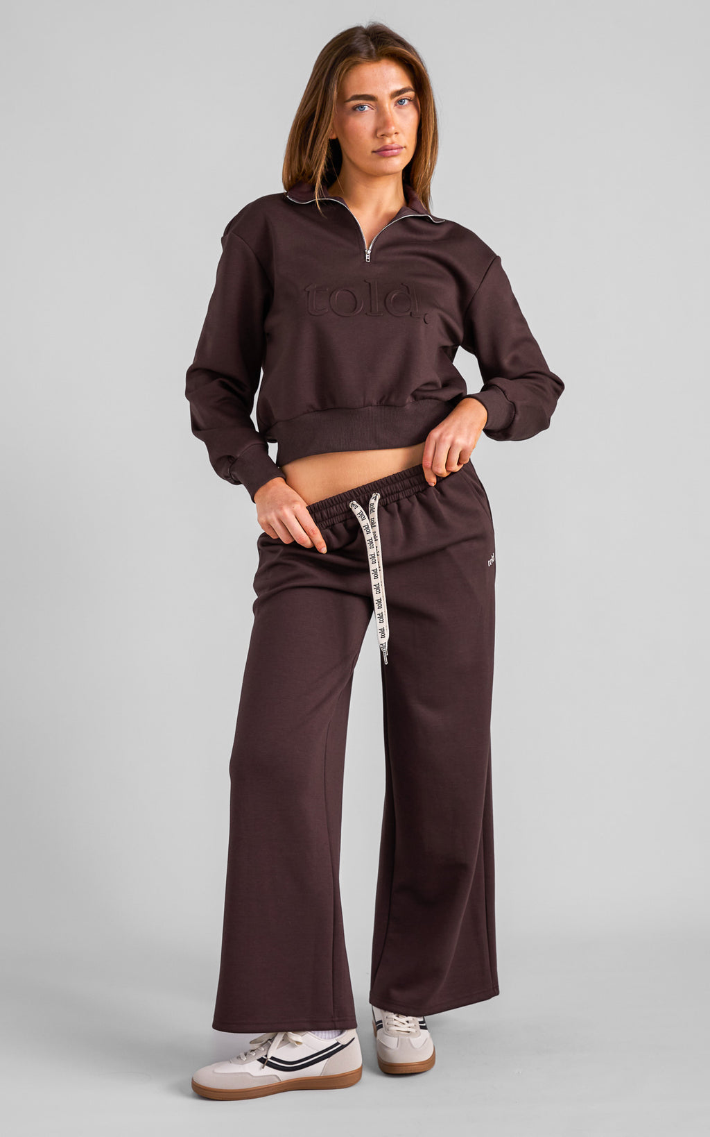 Miku Quarter Zip Jumper - Chocolate Brown