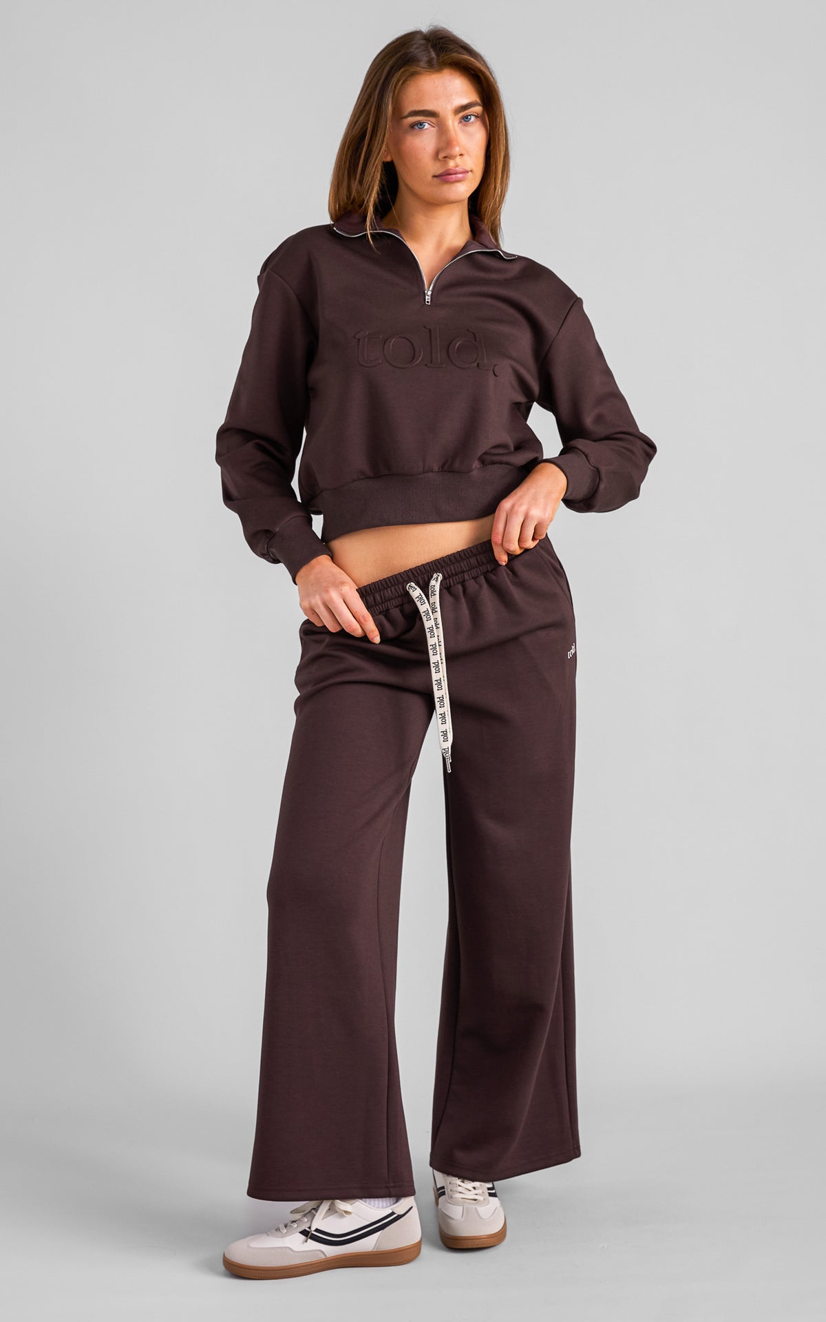 Miku Quarter Zip Jumper - Chocolate Brown