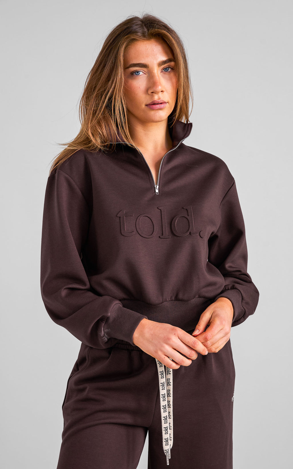 Miku Quarter Zip Jumper - Chocolate Brown