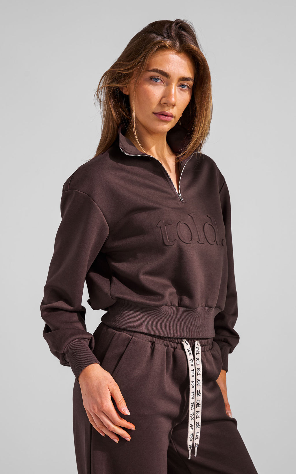 Miku Quarter Zip Jumper - Chocolate Brown