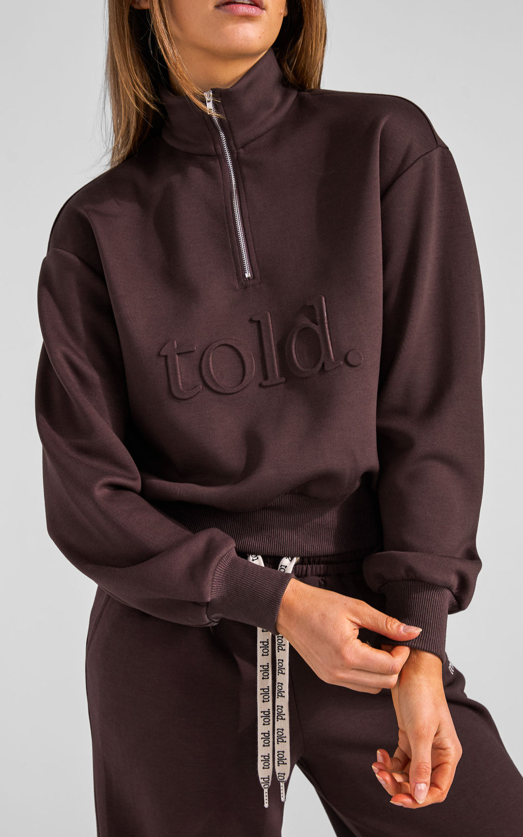 Miku Quarter Zip Jumper - Chocolate Brown