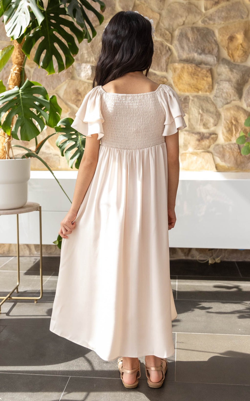 In The Sky Kids Dress - Bone