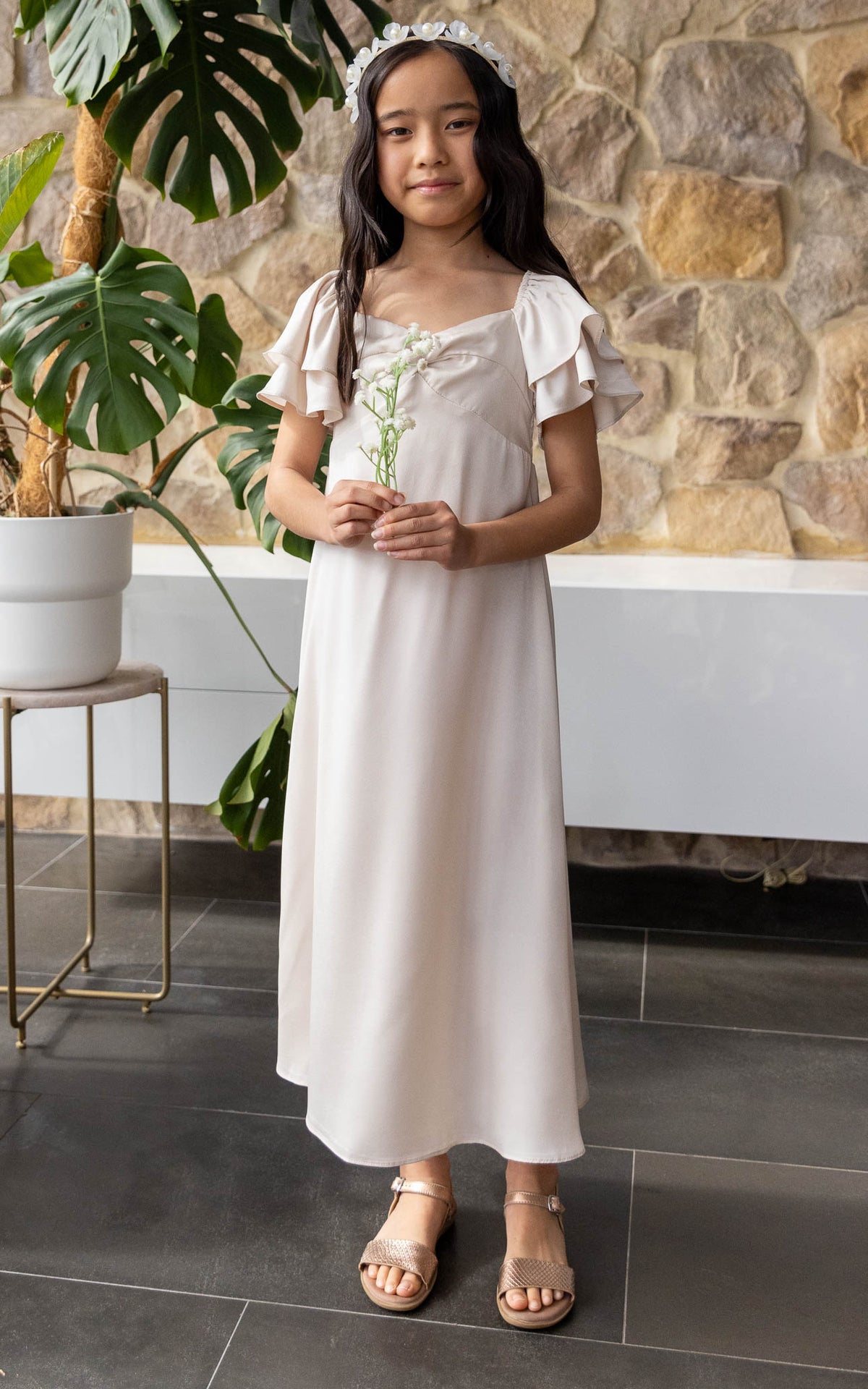 In The Sky Kids Dress - Bone
