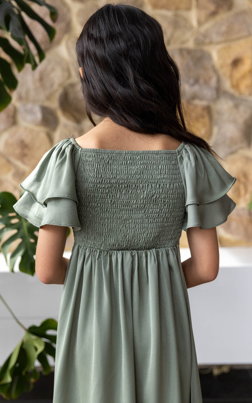 In The Sky Kids Dress - Fern Green