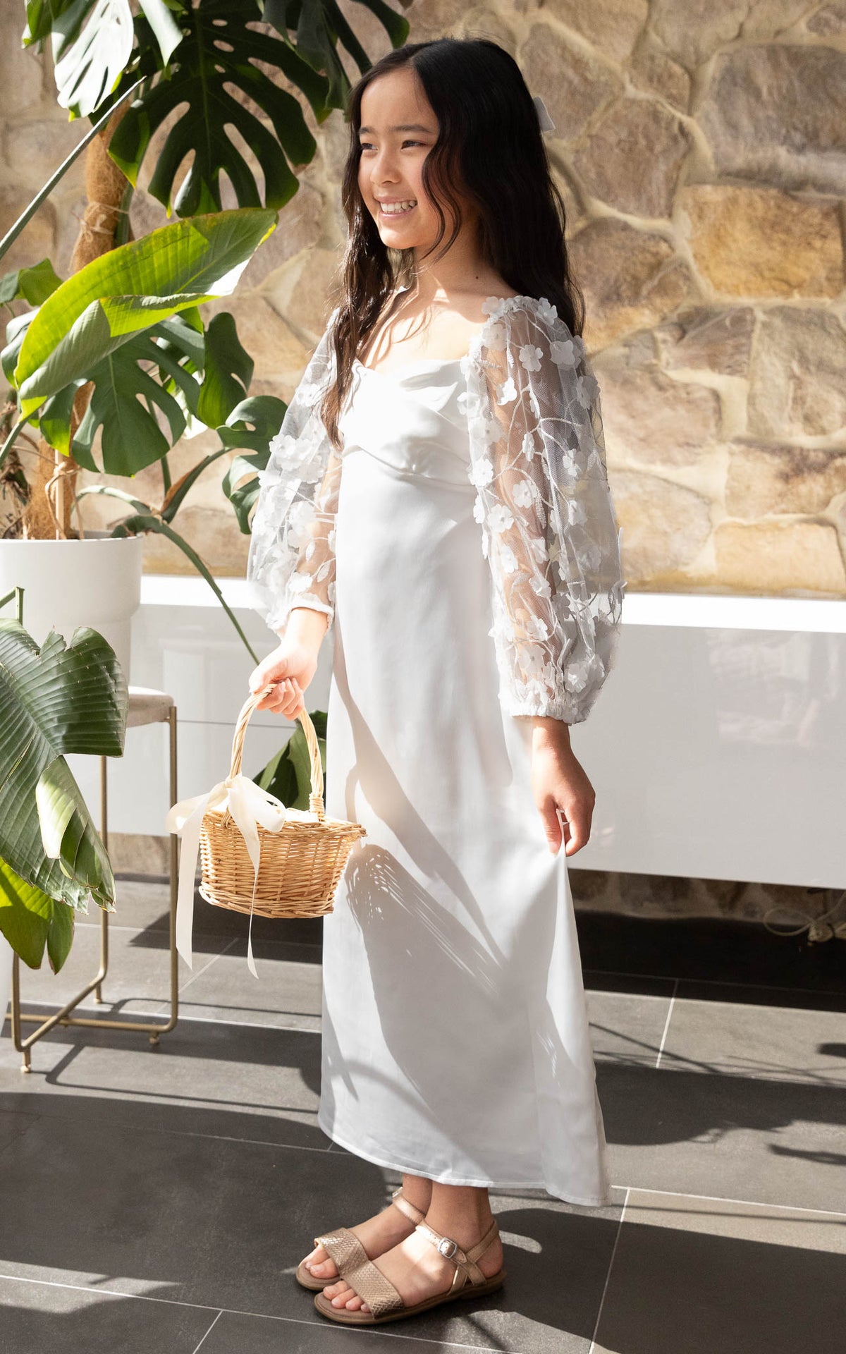 Leana Kids Dress - White