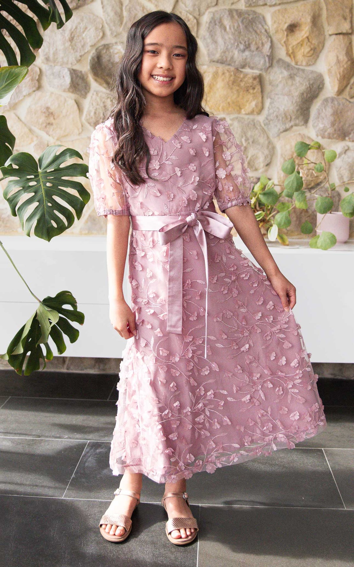 Leonie Kids Dress - Dusty Pink