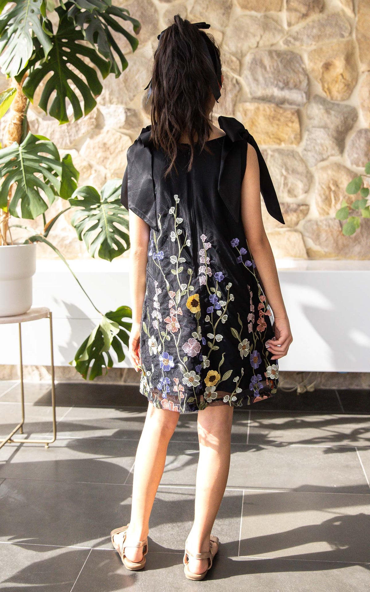 Poppy Kids Dress - Black Multi Floral