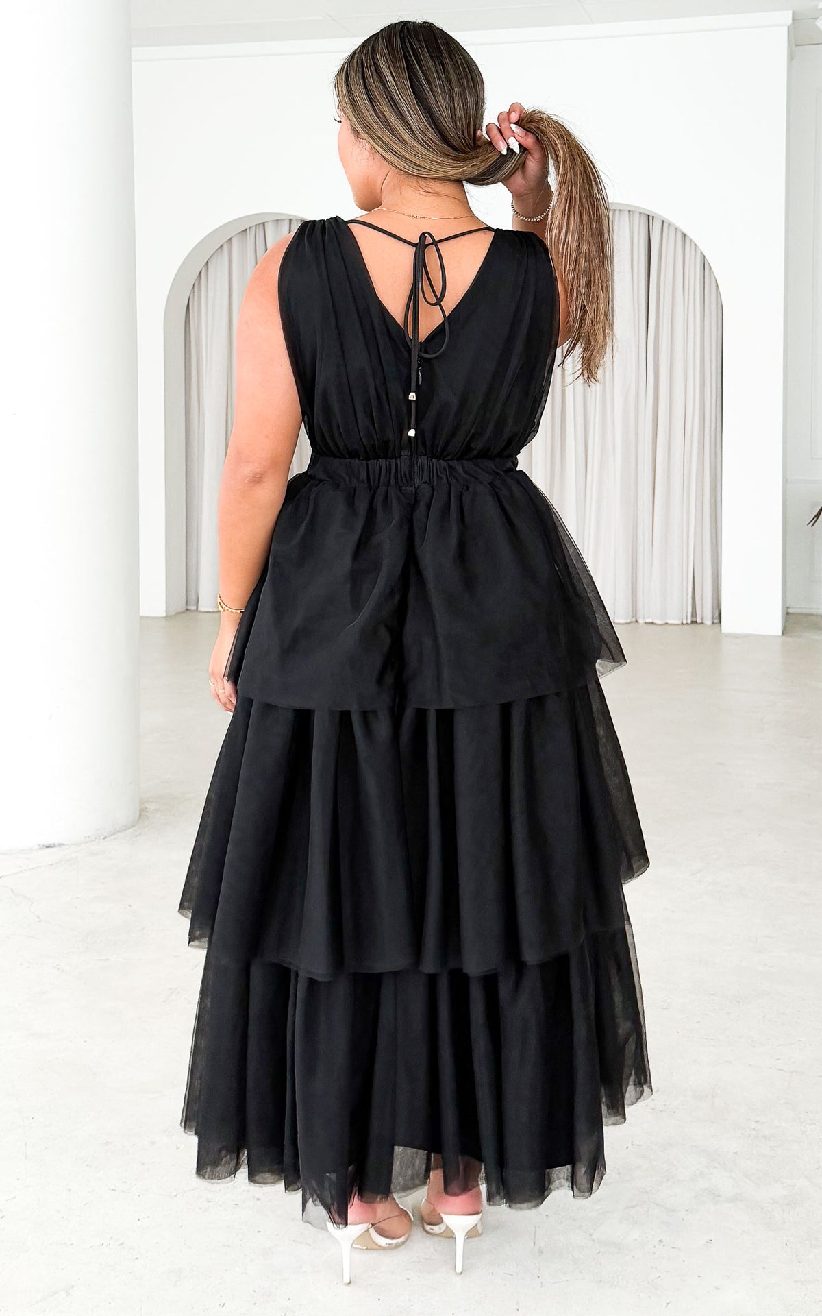 Monette Tulle Maxi Dress - Black