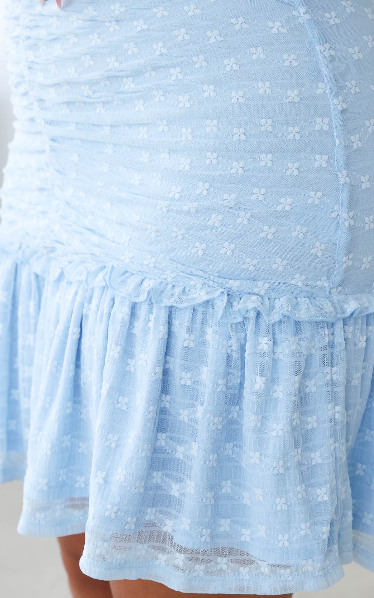Natasha Mesh Mini Dress - Blue Texture