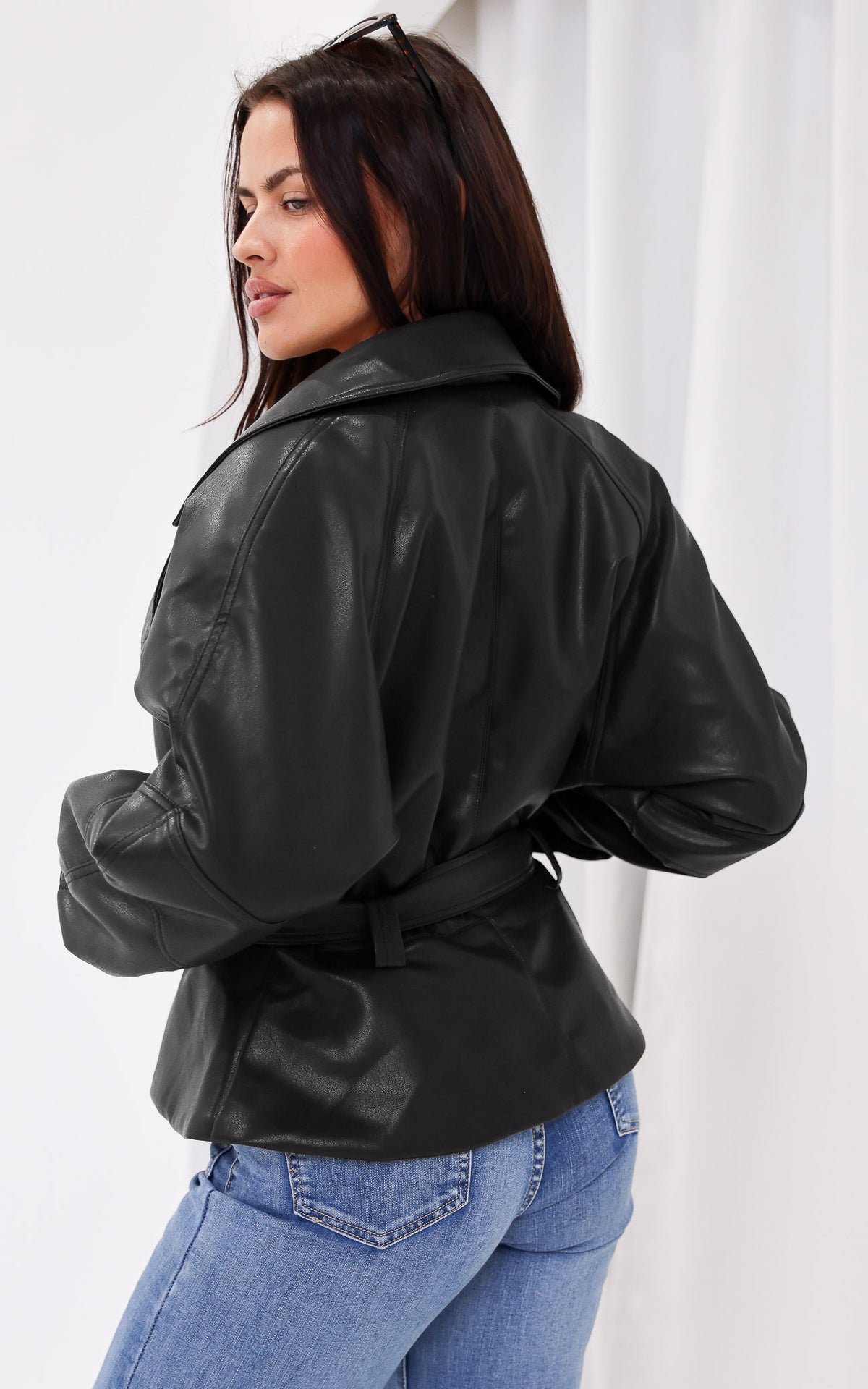 Nina Faux Leather Jacket - Black