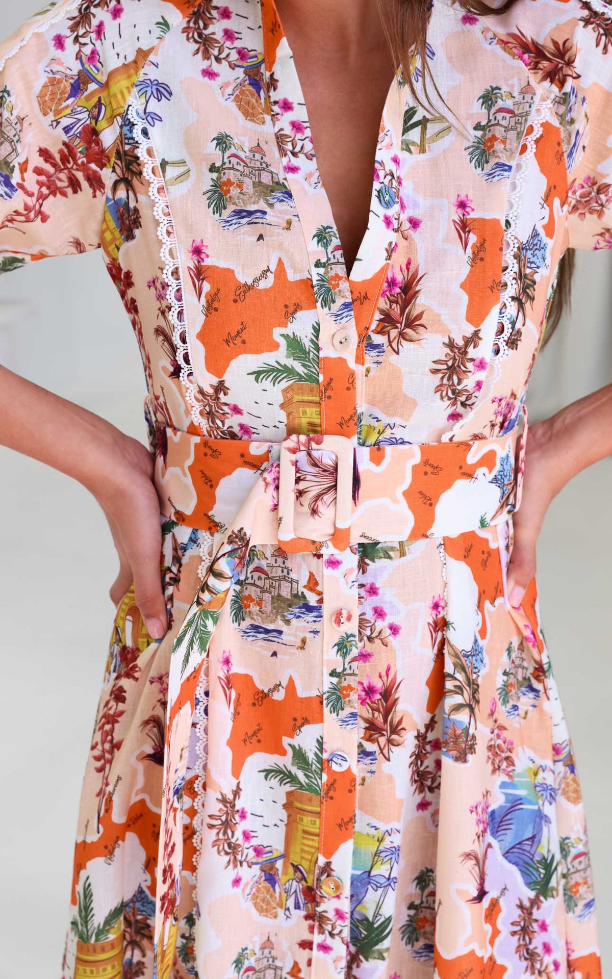 Wander Maxi Dress - Peach Orange Multi Print