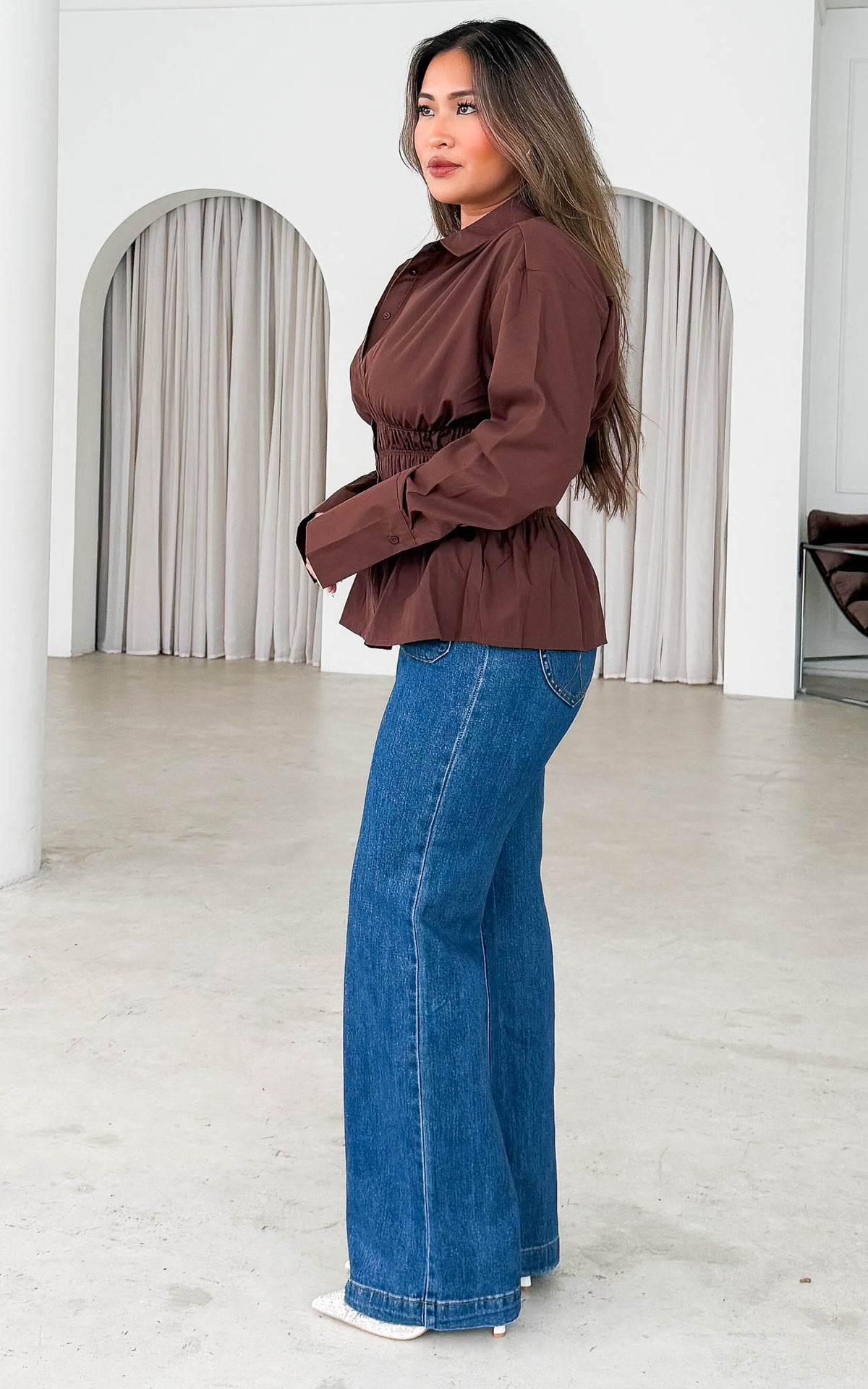 Vera Shirt Blouse - Chocolate Brown