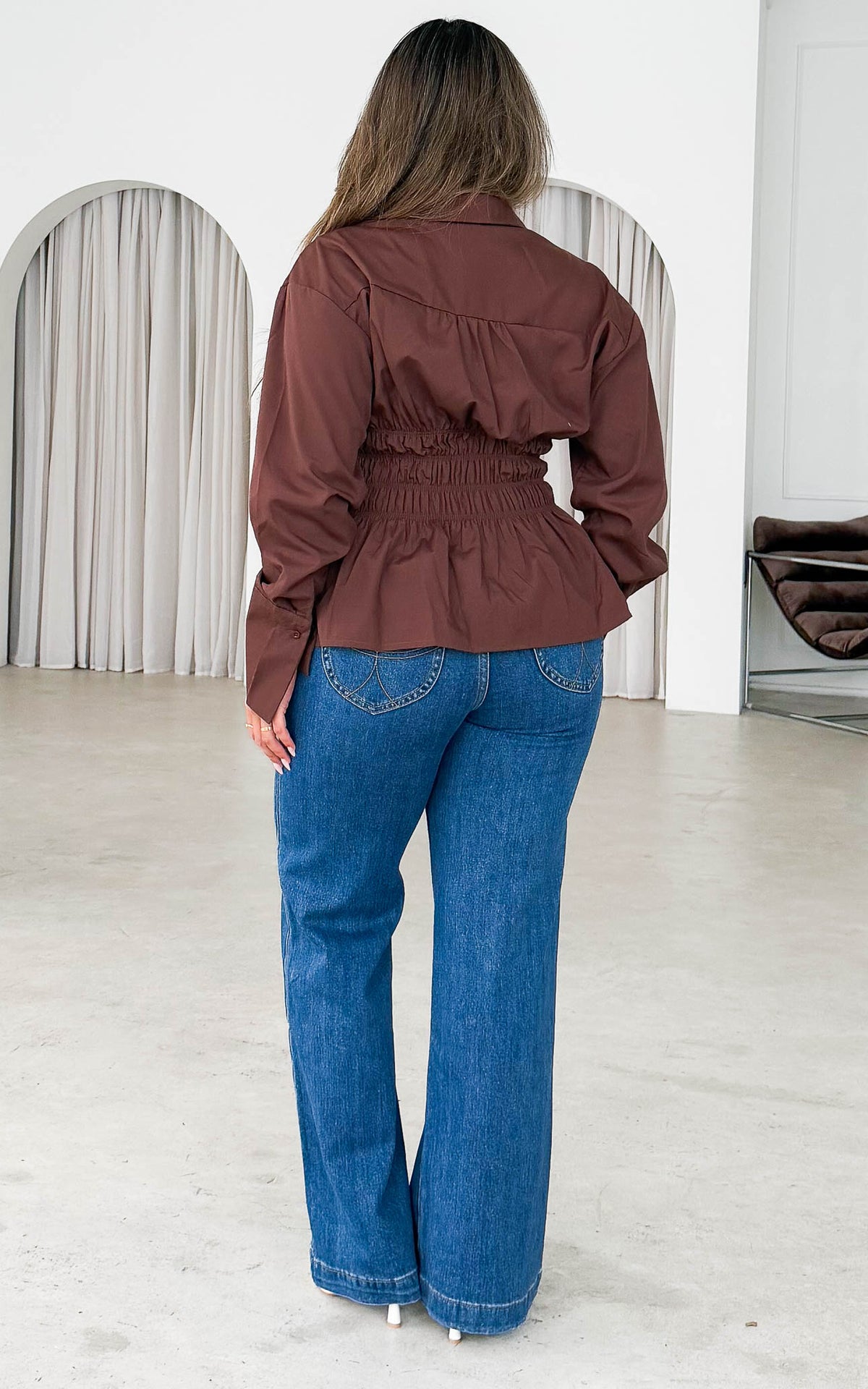 Vera Shirt Blouse - Chocolate Brown