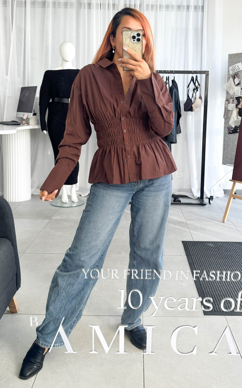 Vera Shirt Blouse - Chocolate Brown