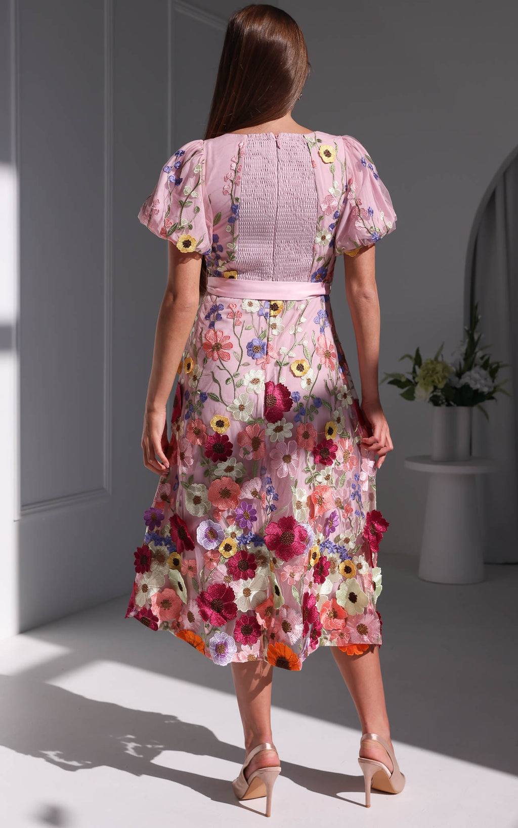 Peony Midi Dress - Pink Multi Floral