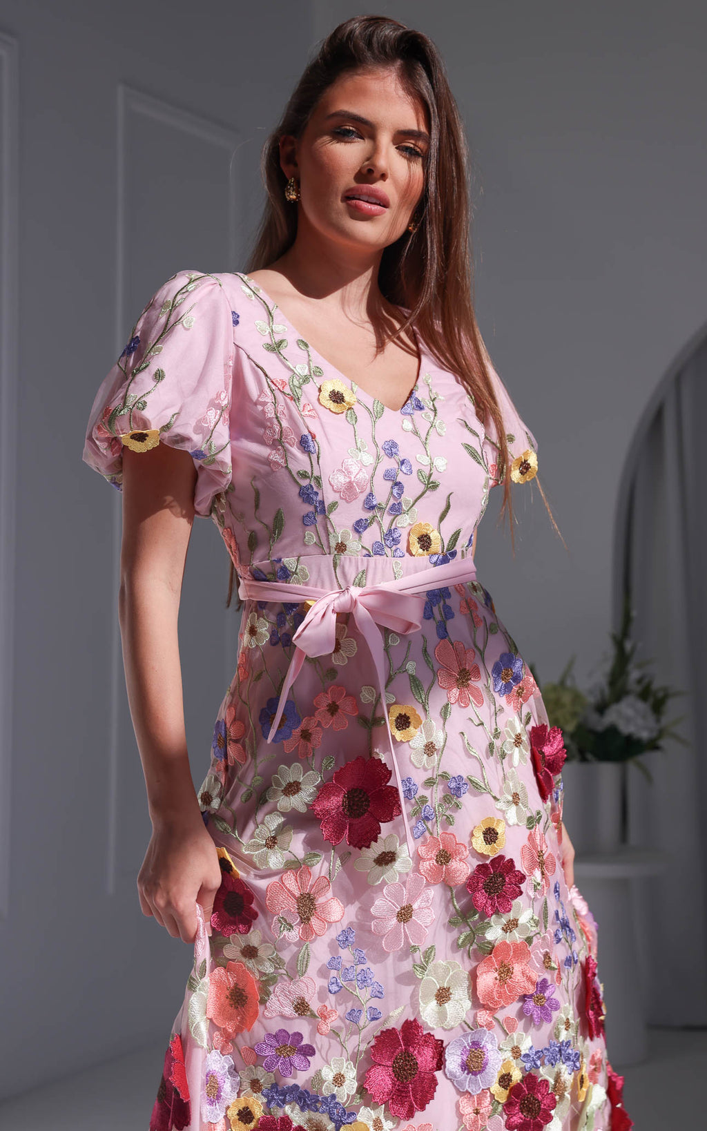 Peony Midi Dress - Pink Multi Floral