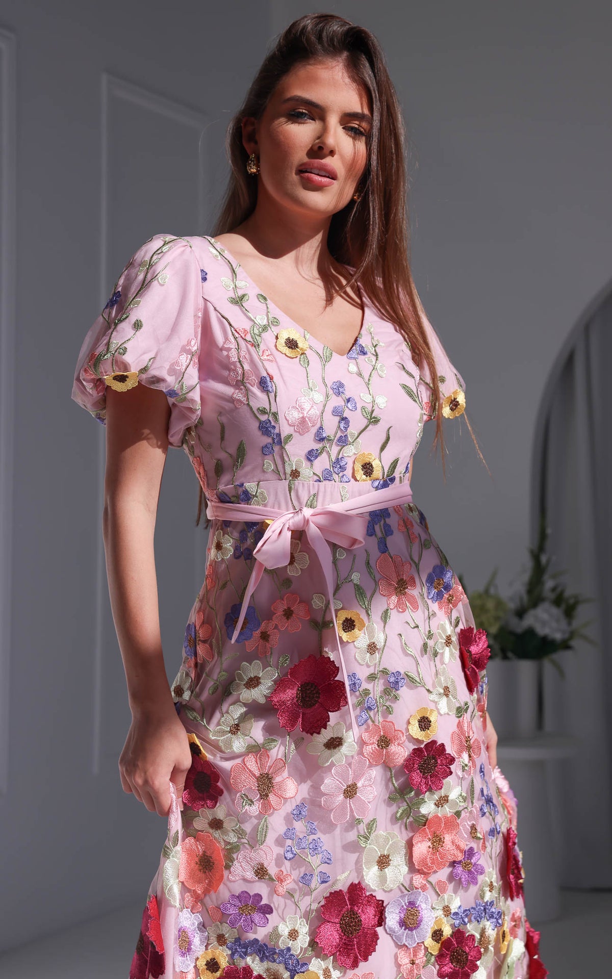 Peony Midi Dress - Pink Multi Floral