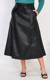 Percy Faux Leather Midi Skirt - Black