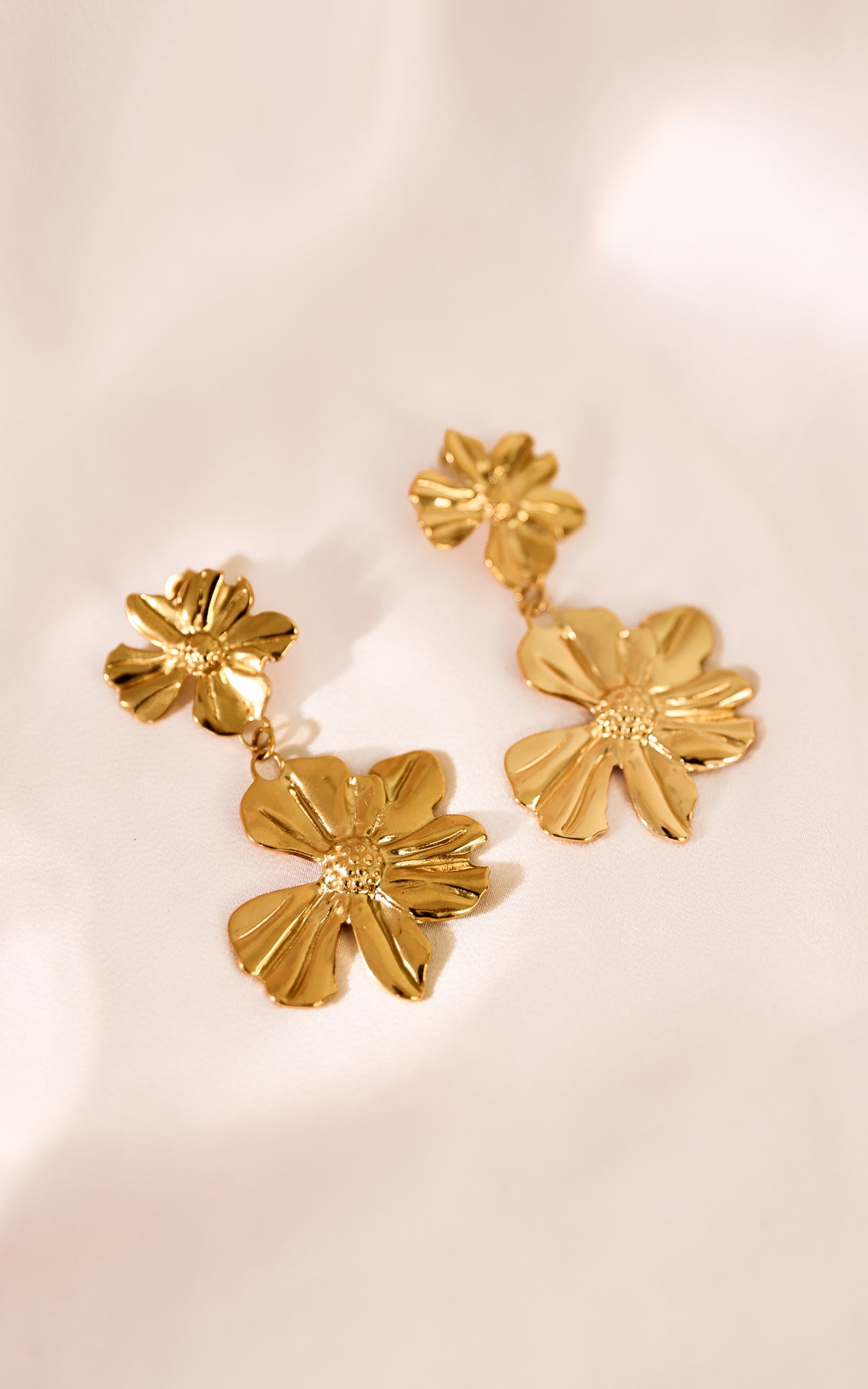 Petalisse Drop Stud Earrings - Gold Flower