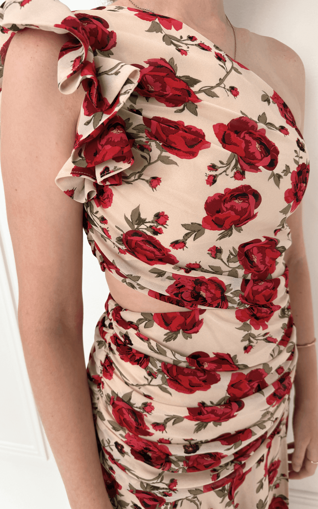 Petunia Maxi Dress - Beige Red Floral