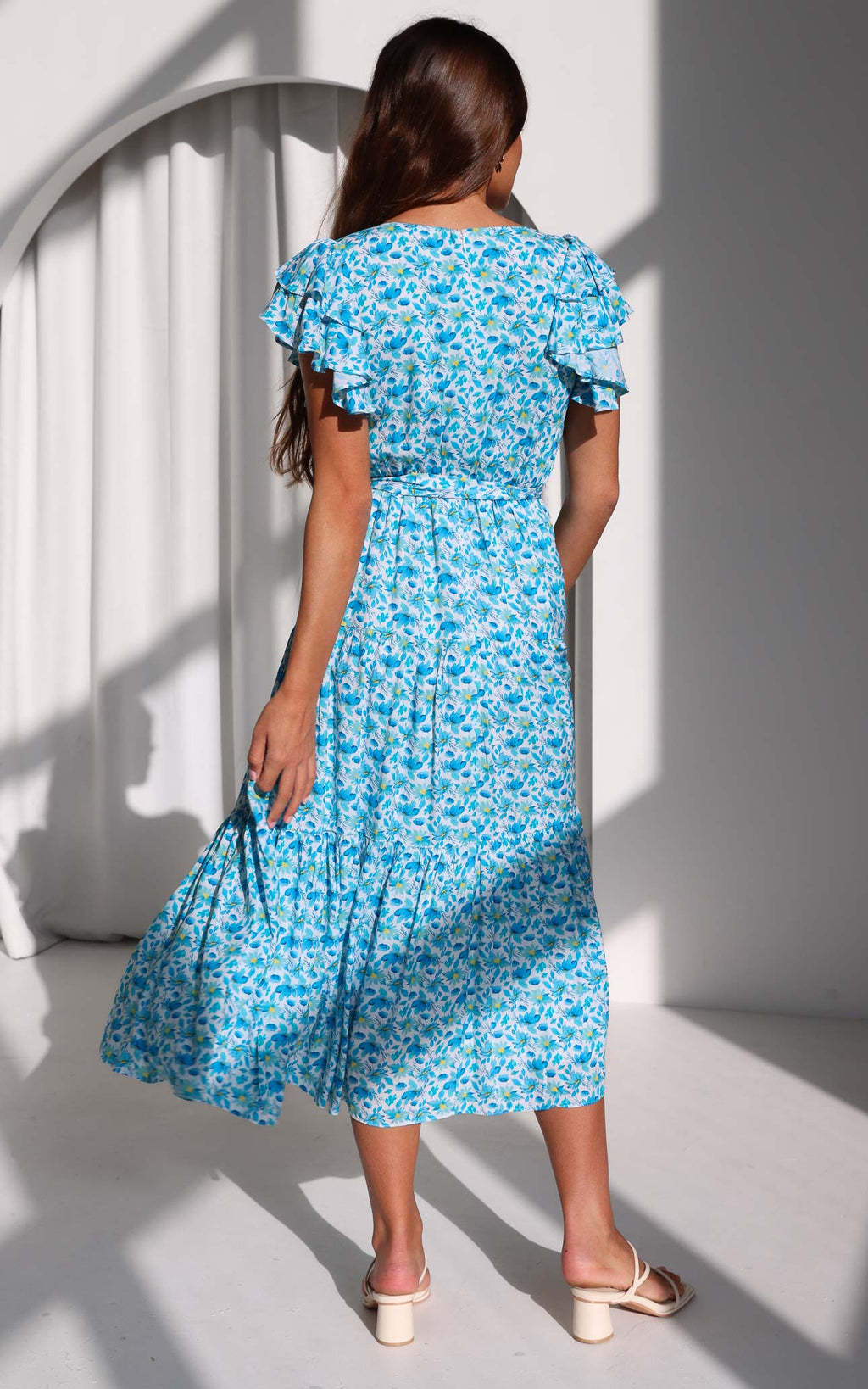 Poeselle Maxi Dress - White Blue Floral