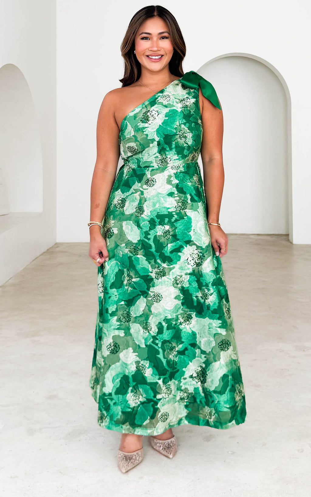 Poppy Shirred Back Midi Dress - Green Floral