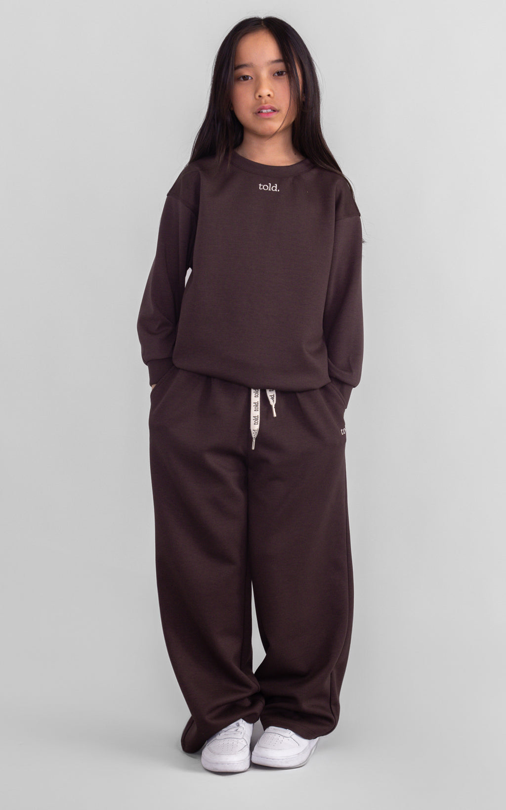 Paxon Kids Wide Leg Trackpants - Chocolate Brown