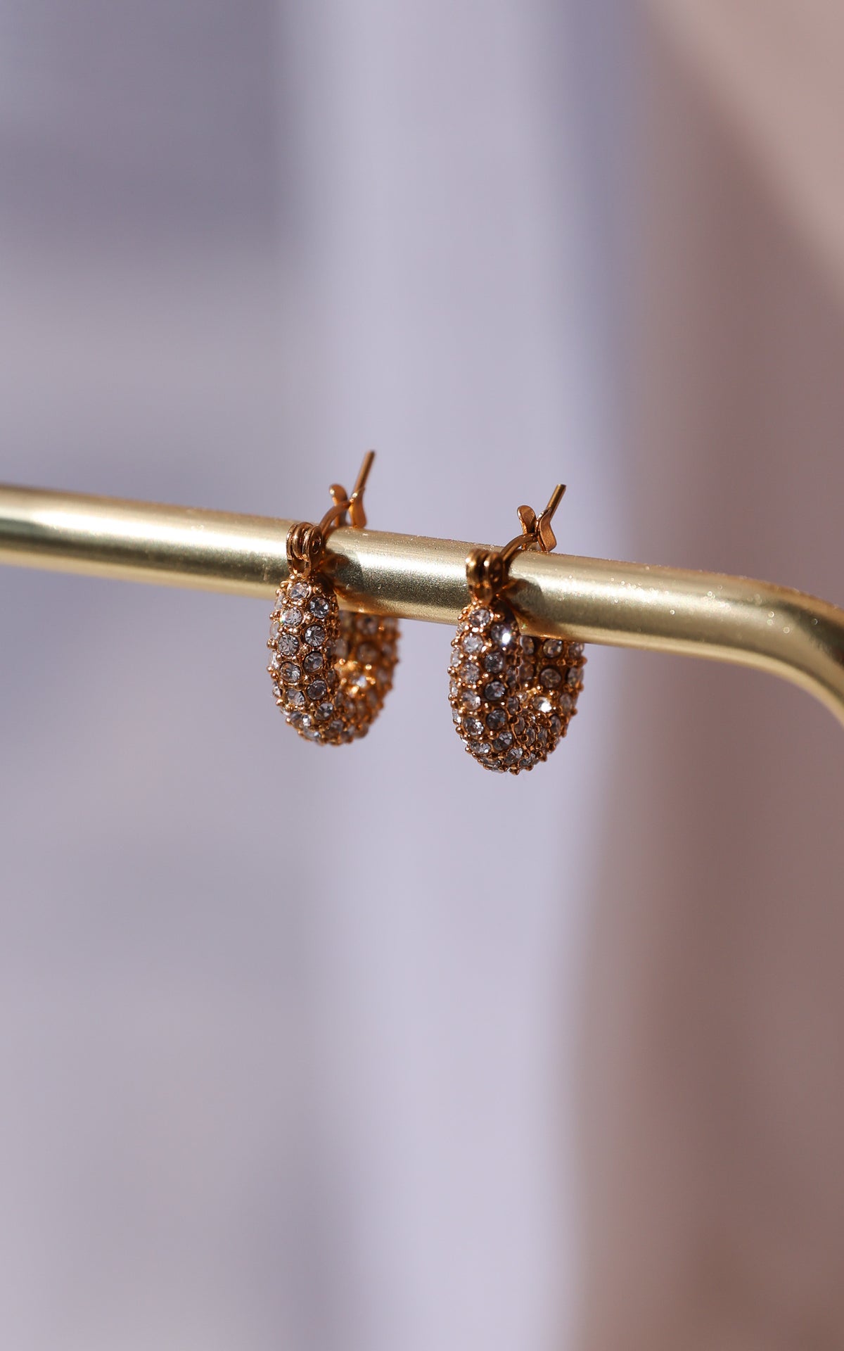 Phyliss Hoop Earrings - Gold U Diamante