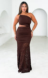 Raelle Lace Maxi Dress - Chocolate Brown