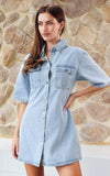 Raven Denim Mini Dress - Light Blue