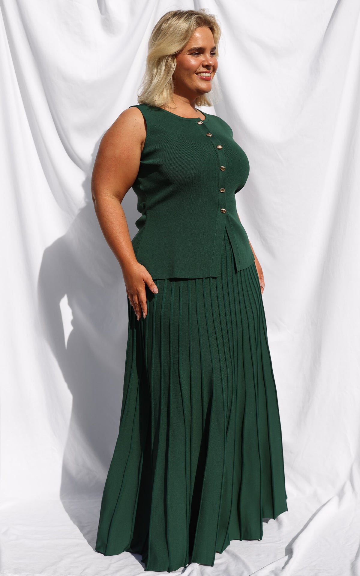 Reuben Knit Vest Top - Forest Green