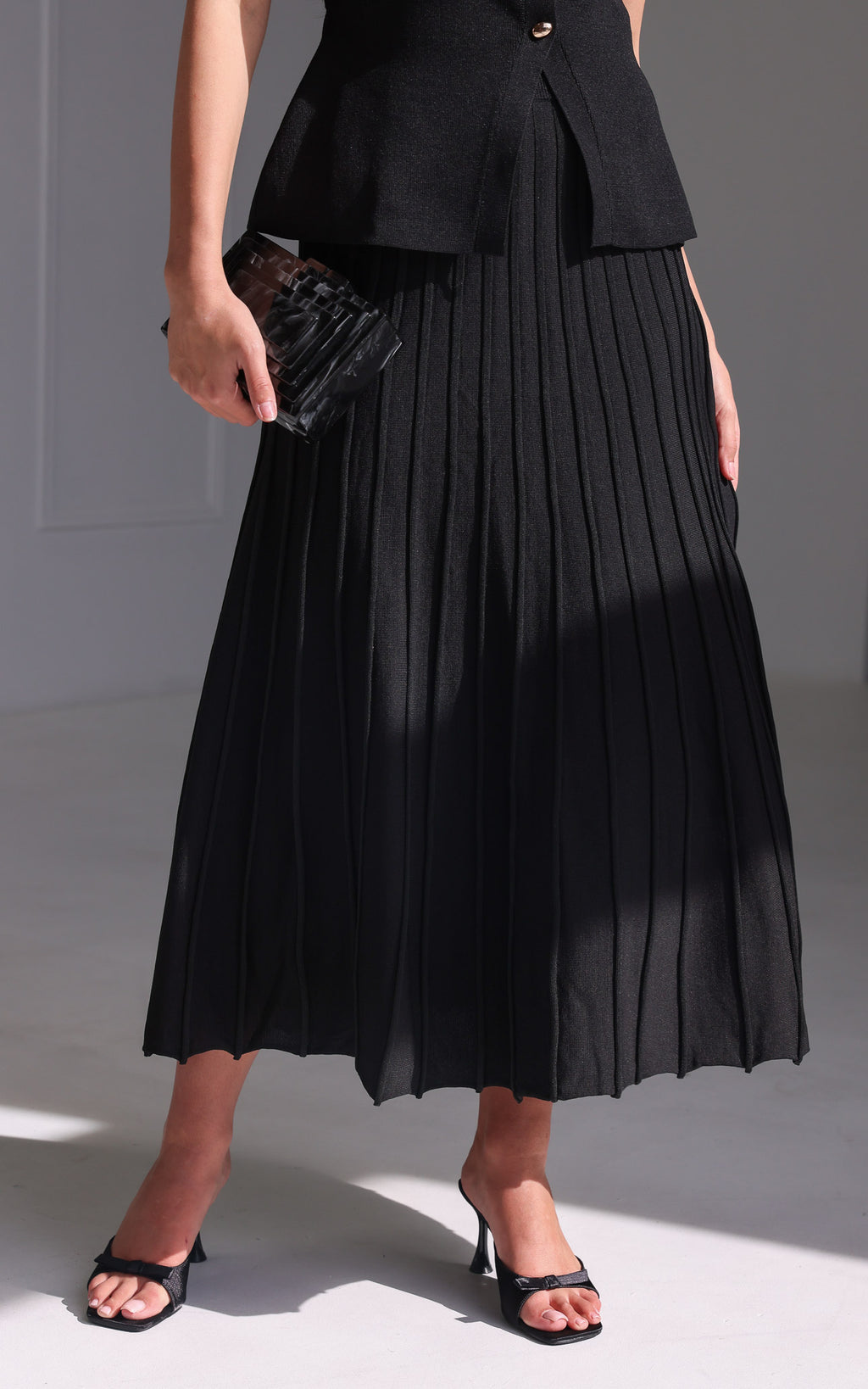 Reuben Knit Midi Skirt - Black