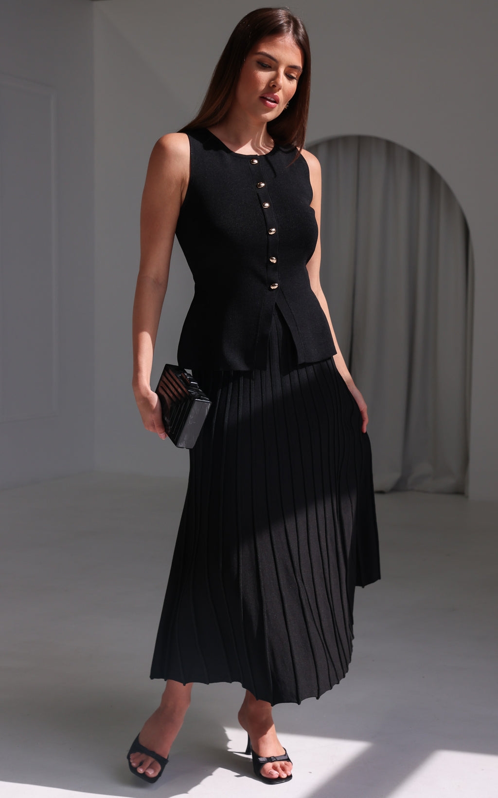 Reuben Knit Midi Skirt - Black