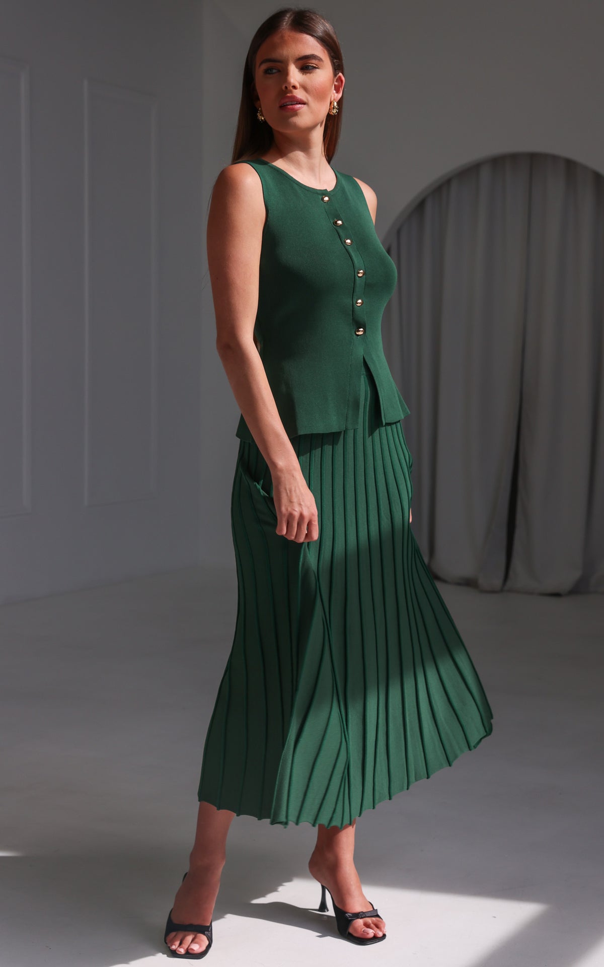 Reuben Knit Midi Skirt - Forest Green