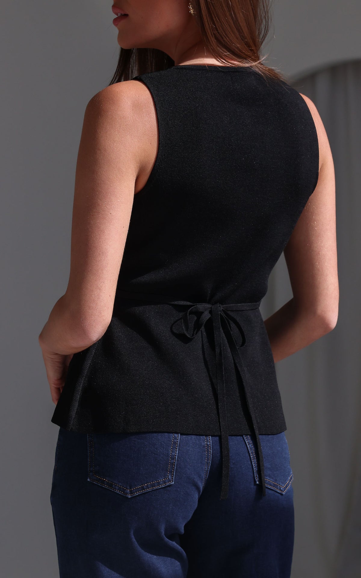 Reuben Knit Vest Top - Black