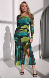 Rikki Mesh Maxi Dress - Green Floral