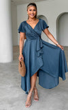 Rossetti Short Sleeve Wrap Maxi Dress - Steel Blue