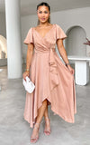 Rossetti Short Sleeve Wrap Maxi Dress - Rose Gold