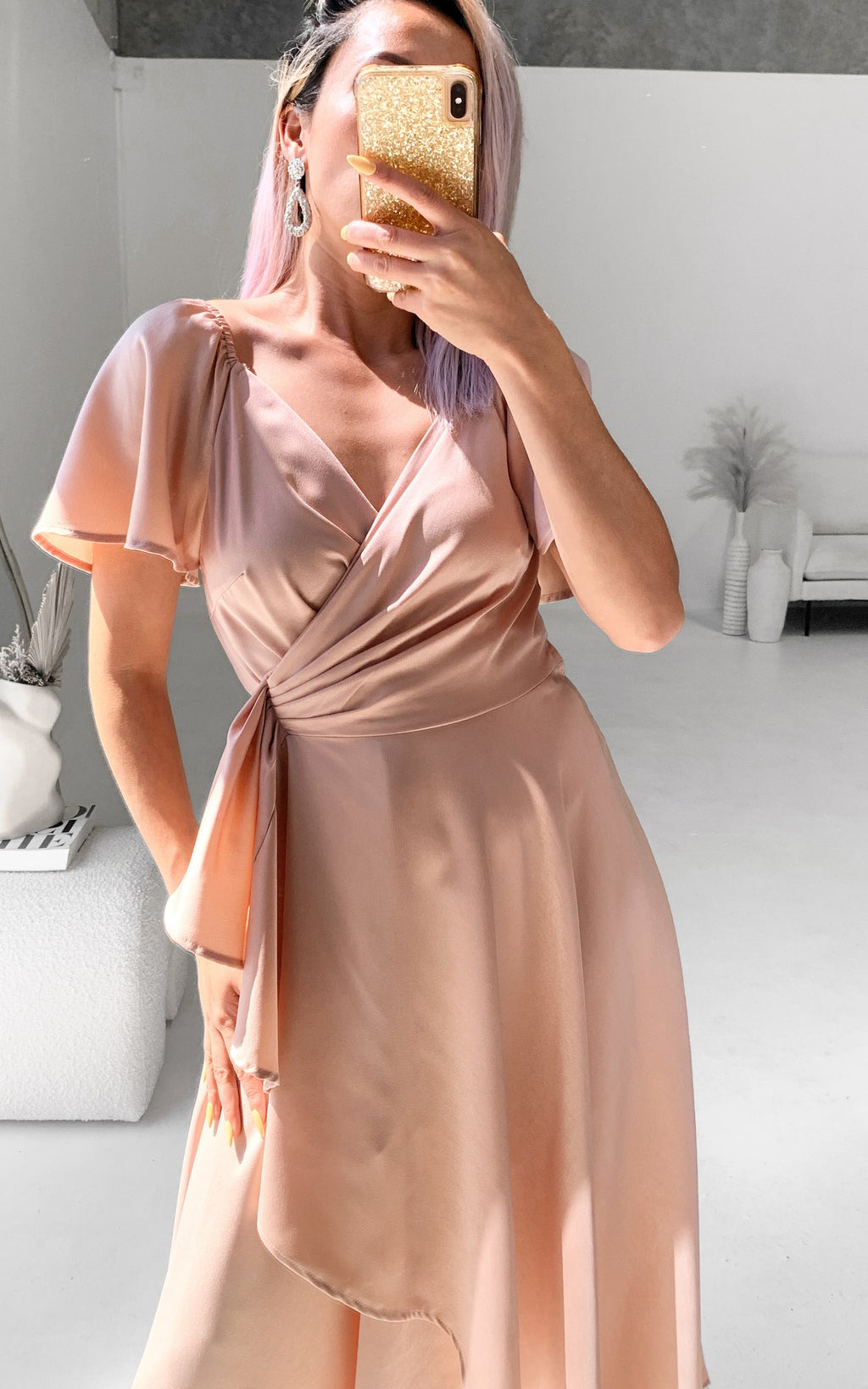 Rossetti Short Sleeve Wrap Maxi Dress - Rose Gold